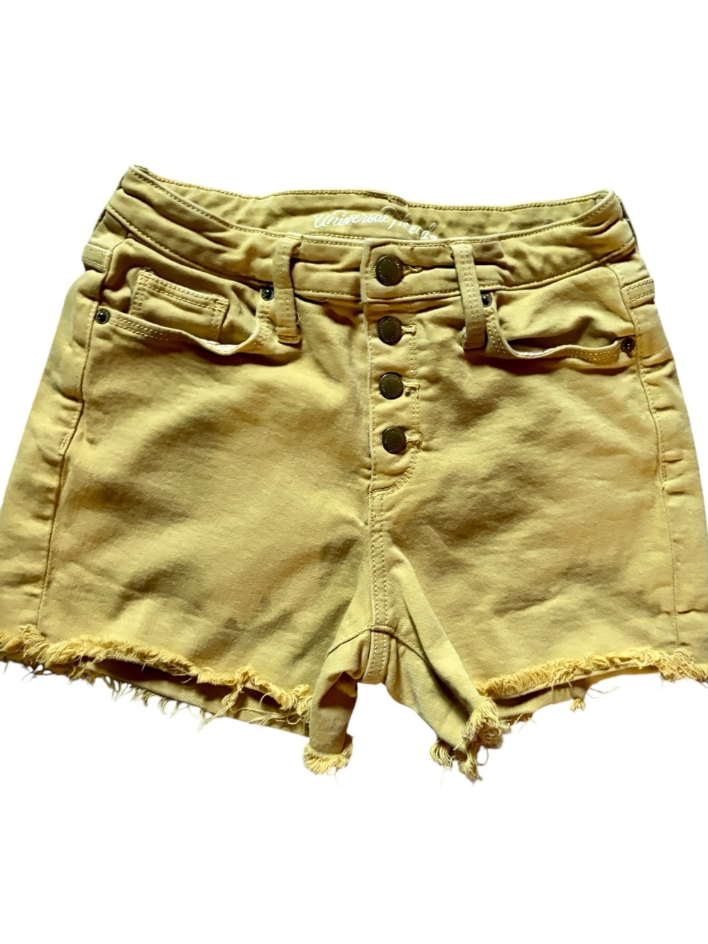 Universal Thread Mustard Jean Shorts Button Fly High Rise SIZE 0 / 25